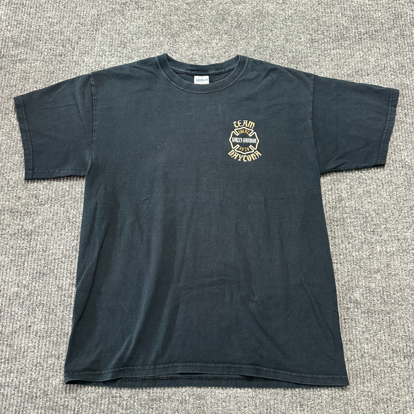 Harley Davidson Team Daytona Graphic Shirt Mens Size Large Black Short Sleeve